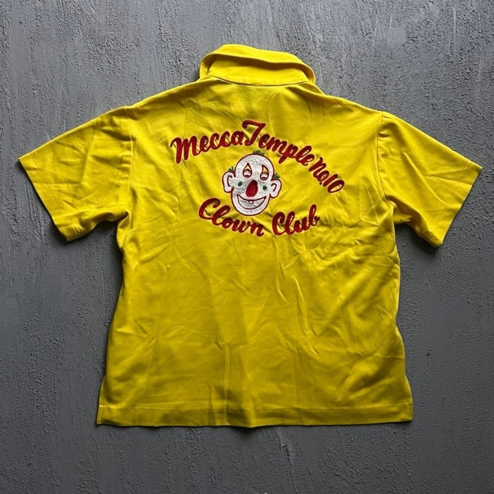 Vintage Shriners Chainstitch Shirt Yellow 1970s Clown Club Mecca Temple No 10